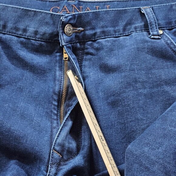Canali Jeans Men 46x34/28 Indigo Straight Leg Italy Cotton Preppy Designer Boho - Picture 10 of 16